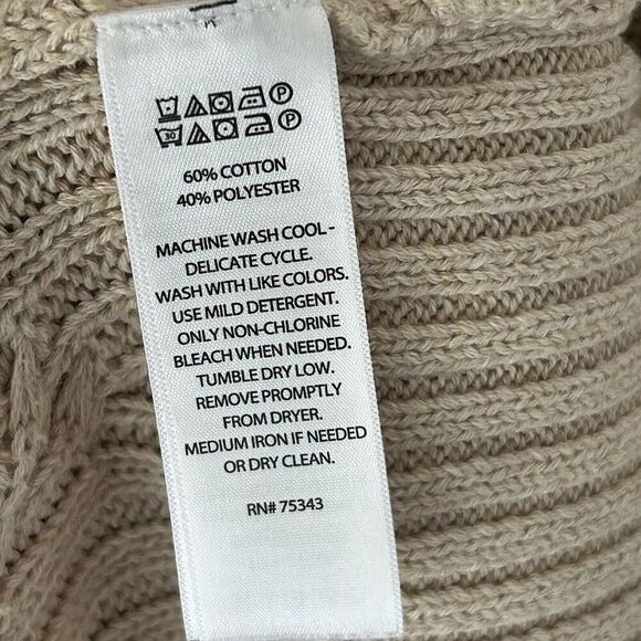Joie Cardigan Sweater Size Small Cable Knit Oatmeal Cotton Tunic Classic Preppy - Picture 5 of 6